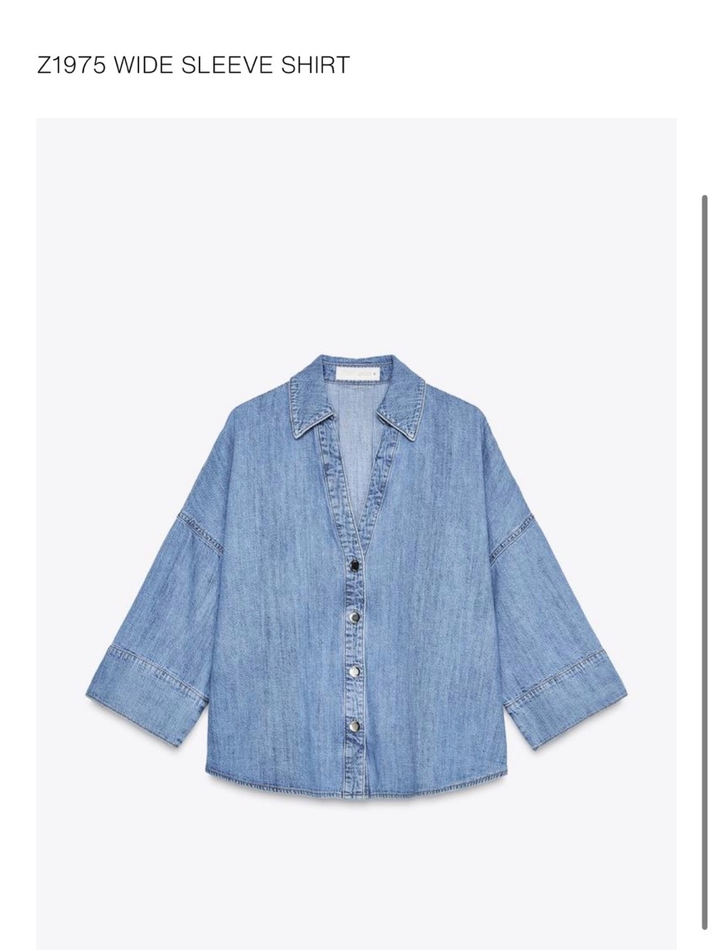 Zara denim jean button down crop top Small